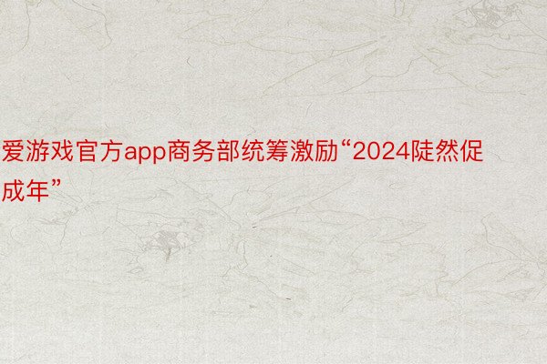爱游戏官方app商务部统筹激励“2024陡然促成年”